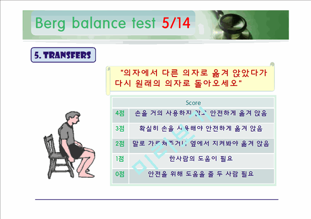 [의학]신경계 물리치료 - 롬버그와 롬버그 밸런스 테스트[Romberg & Berg balance Test ]   (7 )